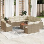 vidaXL Salon de jardin avec coussins 12 Pièces beige résine tressée