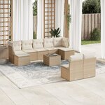 vidaXL Salon de jardin avec coussins 10 Pièces beige résine tressée