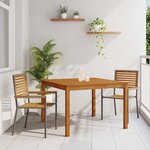vidaXL Ensemble de salle à manger pour jardin 3 Pièces Gris Poly rotin