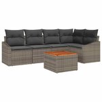 vidaXL Ensemble de canapé de jardin avec coussin 6 Pièces Gris Poly rotin