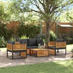 vidaXL Salon de jardin avec coussins 5 Pièces Bois d'acacia solide