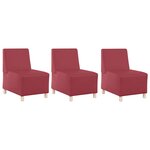 vidaXL Unité de Sofa Modulaire Sans Accoudoirs 3 Pièces Rouge bordeaux