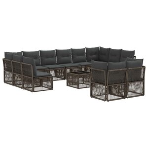 vidaXL Ensemble de canapé de jardin 13 Pièces Gris polyrotin
