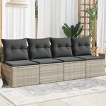 vidaXL Canapé de jardin et coussins 4 places gris clair résine tressée