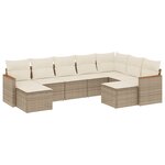 vidaXL Salon de jardin avec coussins 9 Pièces beige résine tressée