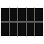 vidaXL Cloison de séparation 5 panneaux Noir 250x180 cm Tissu