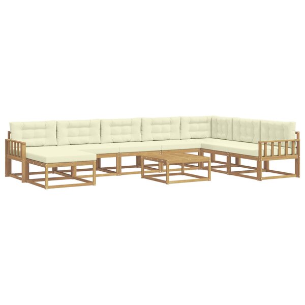 vidaXL Ensemble de canapés d'extérieur 9 pc Blanc et crème