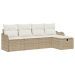 Ensemble de Canapés de Jardin 5 pièces avec Coussins Beige Poly Rattan