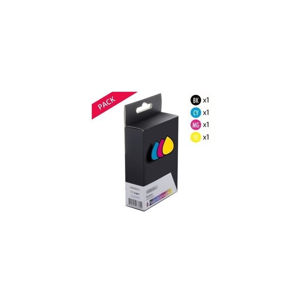 Pack de 4 cartouches d'encre équivalent à T653700 Noire et couleurs Marque Générique Epson (P4KGNE653NCMY)