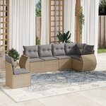 vidaXL Salon de jardin avec coussins 6 Pièces beige résine tressée