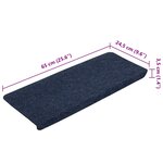 vidaXL Tapis d'escalier auto-adhésifs 15 Pièces 65x24 5x3 5 cm Bleu