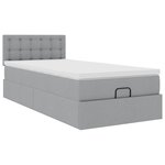 vidaXL Lit ottoman avec matelas et LED gris clair 90x200 cm tissu
