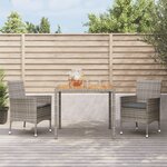 vidaXL Ensemble à manger de jardin 3 Pièces coussins gris résine tressée