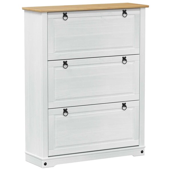 vidaXL Cabinet à chaussures Corona Blanc 99 x 32 x 122 cm Pin massif
