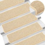 vidaXL Tapis d'escalier autocollants 15 Pièces 65x21x4 cm Beige clair