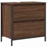 vidaXL Meuble salle de bain lavabo tiroirs chêne marron 60x34 5x60 cm