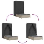 vidaXL Chaise longue double avec toit et rideaux gris clair poly rotin