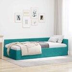vidaXL Cadre de lit d'angle Turquoise 80 cm x 200 cm tissu