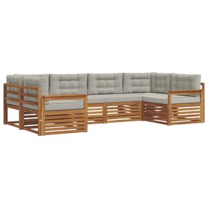 vidaXL Ensemble de canapés d'extérieur 6 pc Gris Naturel et Clair