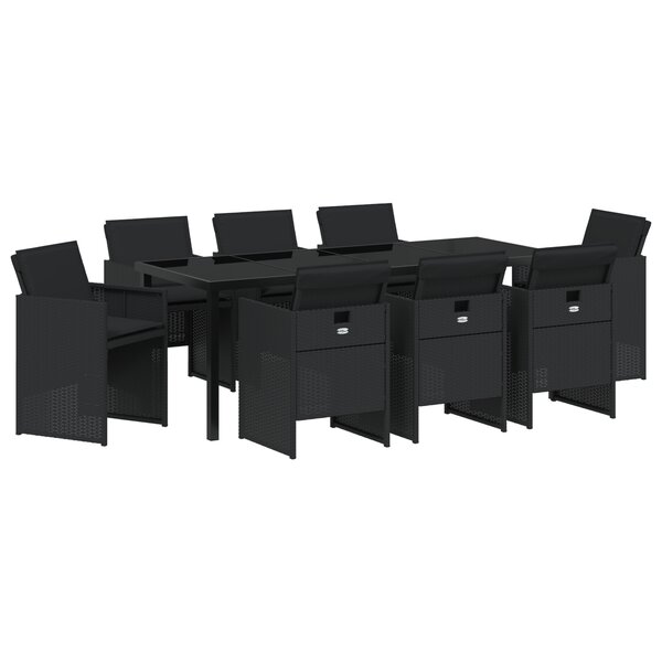 vidaXL Ensemble de salle à manger extérieur 9 pièces noir