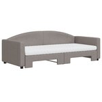 vidaXL Lit de jour avec gigogne et matelas taupe 90x200 cm tissu