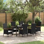vidaXL Ensemble de salle à manger pour jardin 7 Pièces Noir Poly rotin