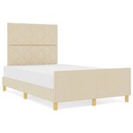 vidaXL Cadre de lit avec tête de lit Crème 120 x 190 cm tissu