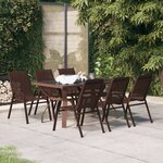 vidaXL Ensemble à manger de jardin 7 Pièces Marron et noir