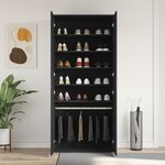 vidaXL Meuble à chaussures Noir 80x39x180 cm Bois d'ingénierie