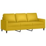 vidaXL Ensemble de canapés 3 Pièces avec coussins Jaune Velours