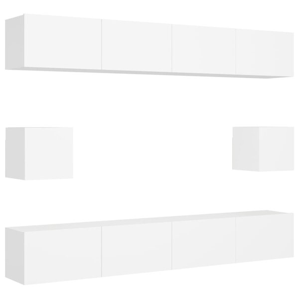 vidaXL Ensemble de meubles TV 6 Pièces Blanc Bois d'ingénierie