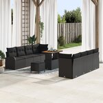vidaXL Ensemble de canapé de jardin 11 pièces avec coussins  noir  poly rattan  acacia