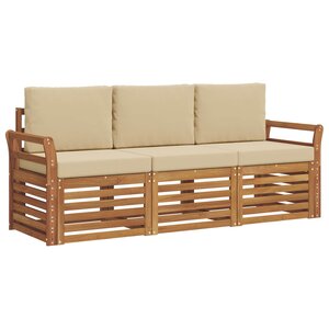 vidaXL Ensembles de canapés 3 pc Naturel et Beige Bois d'Acacia Massif