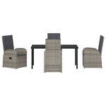 vidaXL Set de jardin 5 pièces avec coussins Gris Rattan poly