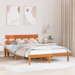 vidaXL Cadre de lit avec tête de lit marron ciré 160x200 cm bois massif pin