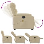 vidaXL Fauteuil inclinable de massage électrique crème tissu