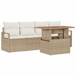 vidaXL Ensemble de canapé de jardin 5 Pièces Beige Poly rotin