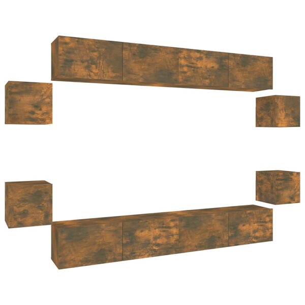 vidaXL Ensemble de meubles TV 8 Pièces Chêne fumé Bois d'ingénierie