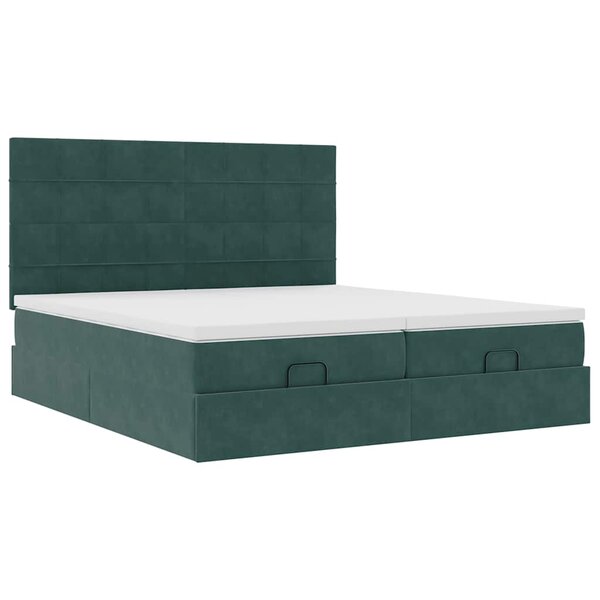VidaXL Cadre de lit ottoman avec matelas vert foncé 180x200cm velours