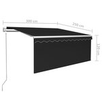 vidaXL Auvent automatique capteur de vent et LED 3x2 5 m Anthracite