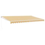 vidaXL Auvent rétractable jaune et blanc 5x3 m tissu et aluminium