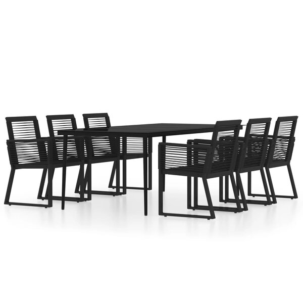 vidaXL Ensemble à manger de jardin 7 Pièces Noir