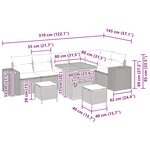 vidaXL Ensemble de canapé de jardin avec coussin 9 Pièces Noir polyrotin