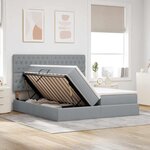 vidaXL Lit de rangement LED avec matelas Gris clair 200 x 200 cm Tissu