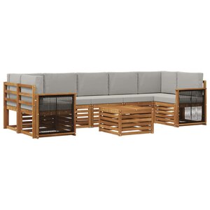 vidaXL Ensemble de canapés d'extérieur 8 pc Naturel et gris clair