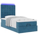 vidaXL Cadre de lit ottoman avec matelas bleu foncé 90x200 cm velours