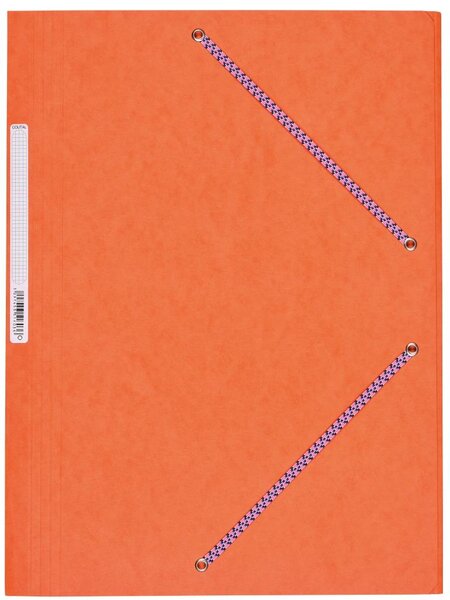 Chemise Carte Lustée 24 x 32 cm à rabats avec élastique et étiquette de dos Orange COUTAL