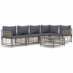 vidaXL Salon de jardin 6 Pièces avec coussins anthracite résine tressée