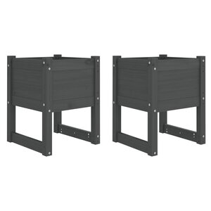 vidaXL Jardinières 2 Pièces Gris 40x40x52 5 cm Bois massif de pin