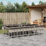 vidaXL Ensemble à manger de jardin et coussins 13 Pièces gris clair rotin